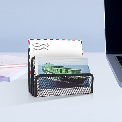 wishacc Desk Mail Organizer Small File Holders Letter Metal Mesh Document/Filing/Folders/Paper Organizer for Desktop