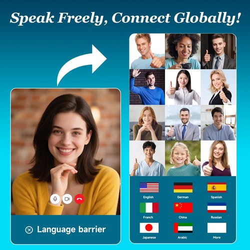 AI Language Translation Earbuds Real-Time, 144 Language Translator Earbuds, 60Hr Battery & Charging Box, APP-Enabled Translator Device for Travel, Business, iOS & Android (Black)