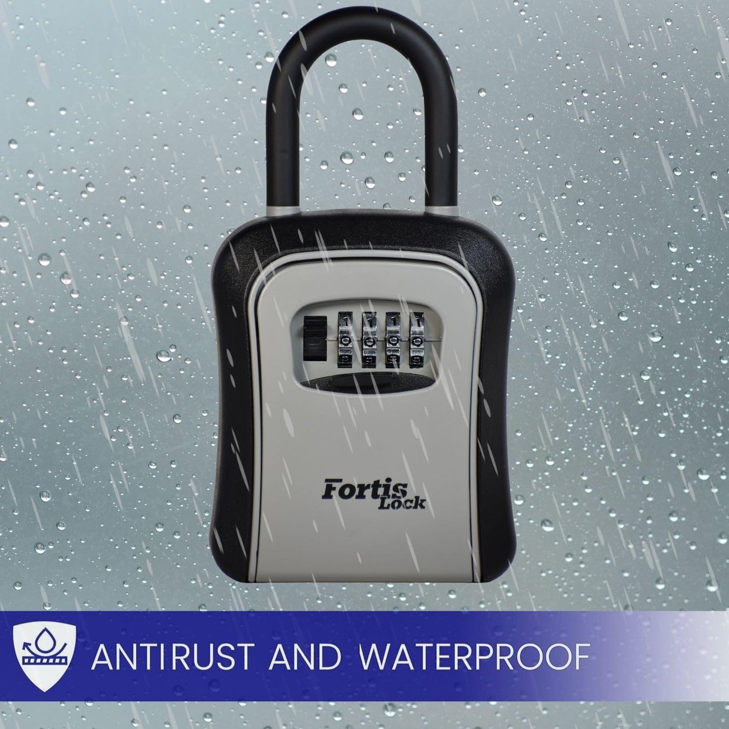 Skiennix Portable Key Lock Box - Weather-Resistant 4-Digit Combination Safe for Outdoor Use - Gray