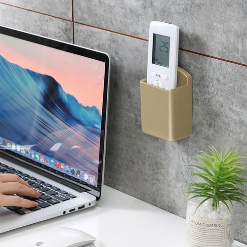 TIE-DailyNec 6 Pack Remote Control Holder Wall Mount Media Controller Organizer Self Adhesive TV Remote Storage Box Wall Pen Holder for Bedroom Headboard Home Office School (Gold)