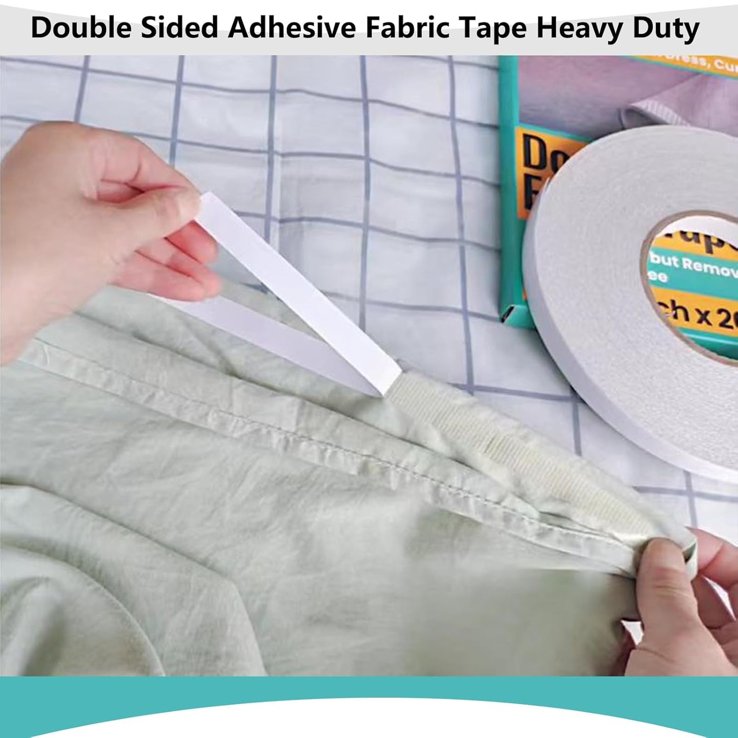 WENSSKKU Double-Sided Fabric Hemming Tape - Strong Adhesive, No Sew, Removable | 1/2 Inch x 200 Feet