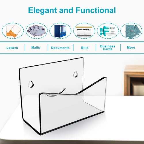 Boloyo Acrylic Dual Use Mail Holder, Clear Countertop Wall-mount Mail Organizer Sorter Letter Holder for Home Office School, Envelope Bill Filling Paper Document