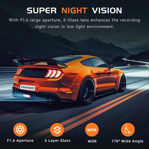 Dash Cam, 2.5K Dash Camera for Cars, V200 WiFi Dash Cam Front, Wireless Dashcam with App, WDR Night Vision, G-Sensor Dashcams for Cars, 24H Parking Mode, Loop Recording, Support 256GB Max