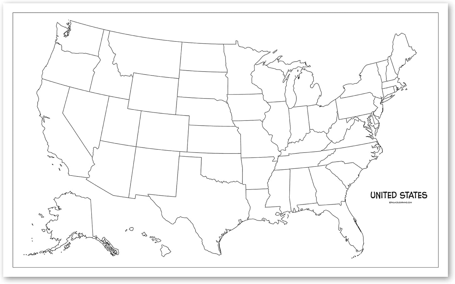 USA & World Map Blank Outline Posters by [Brand Name] - Laminated, 18" x 29" for Kids | Simplified USA Map