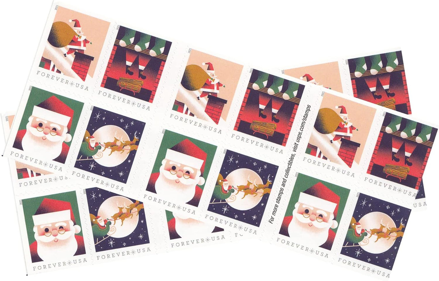 USPS Forever Stamps - A Visit from St. Nick Booklet | 20 First Class Stamps (2 Booklets, 40 Total)