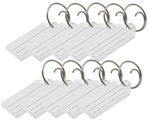 Lucky Line Key Tag with Tang Easy Key Ring, Clear, Box of 100 (1230010)
