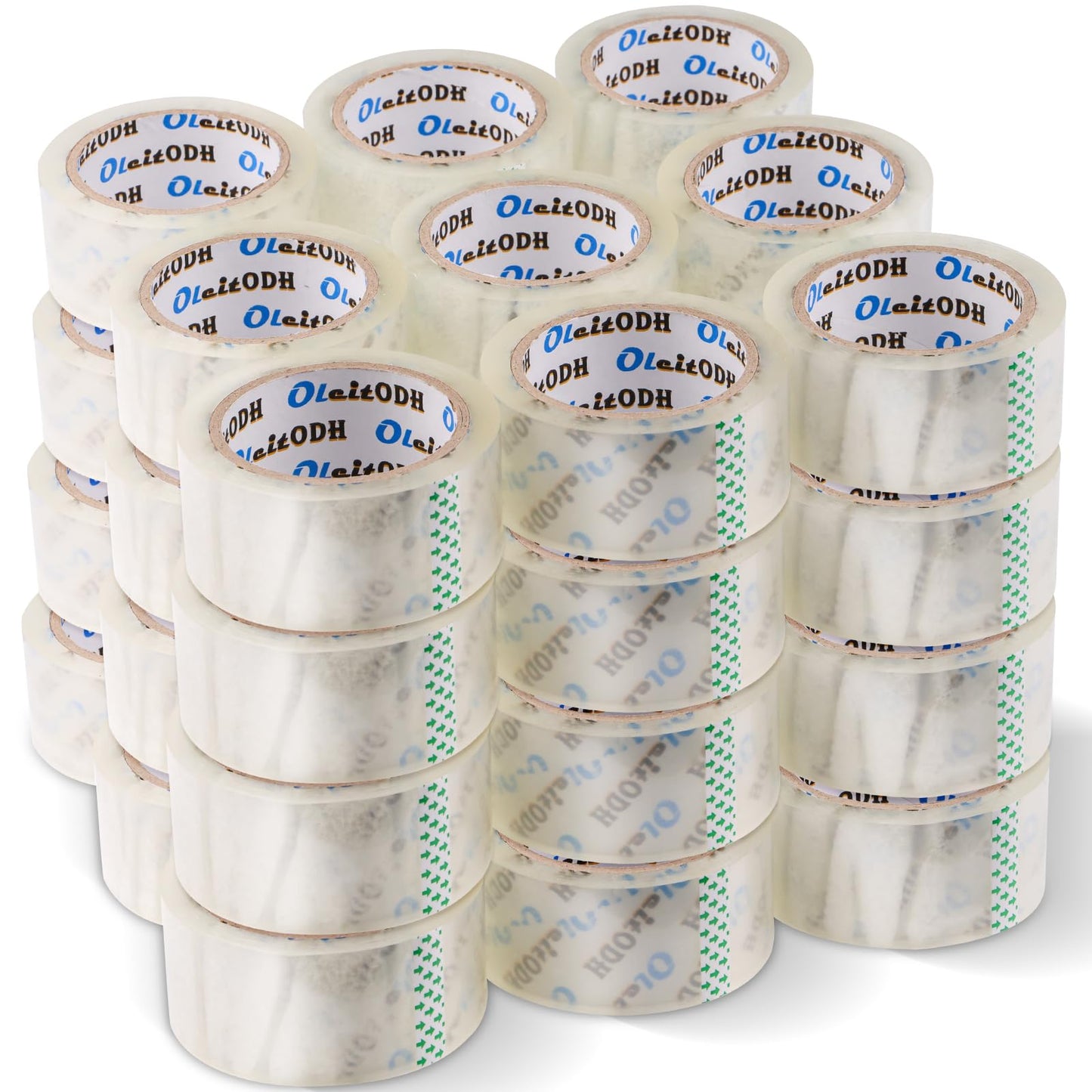Oleitodh 36 Rolls Clear Packaging Tape with Dispenser, 1.88" X 60 yd Shipping Tape Bulk, Total 2160 Yards, 2.7 mil, 3" Core, Heavy Duty Packing Tape Refills for Moving Boxes, Package, Mailing