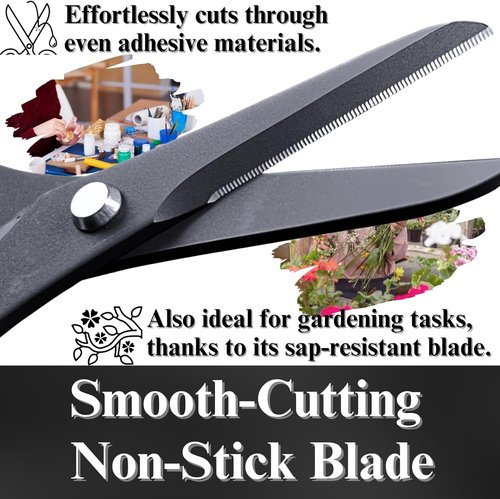 ALLEX Hobby Scissors - 6.5" All-Purpose Utility Craft Scissors | Non-Stick Serrated Blade, Green