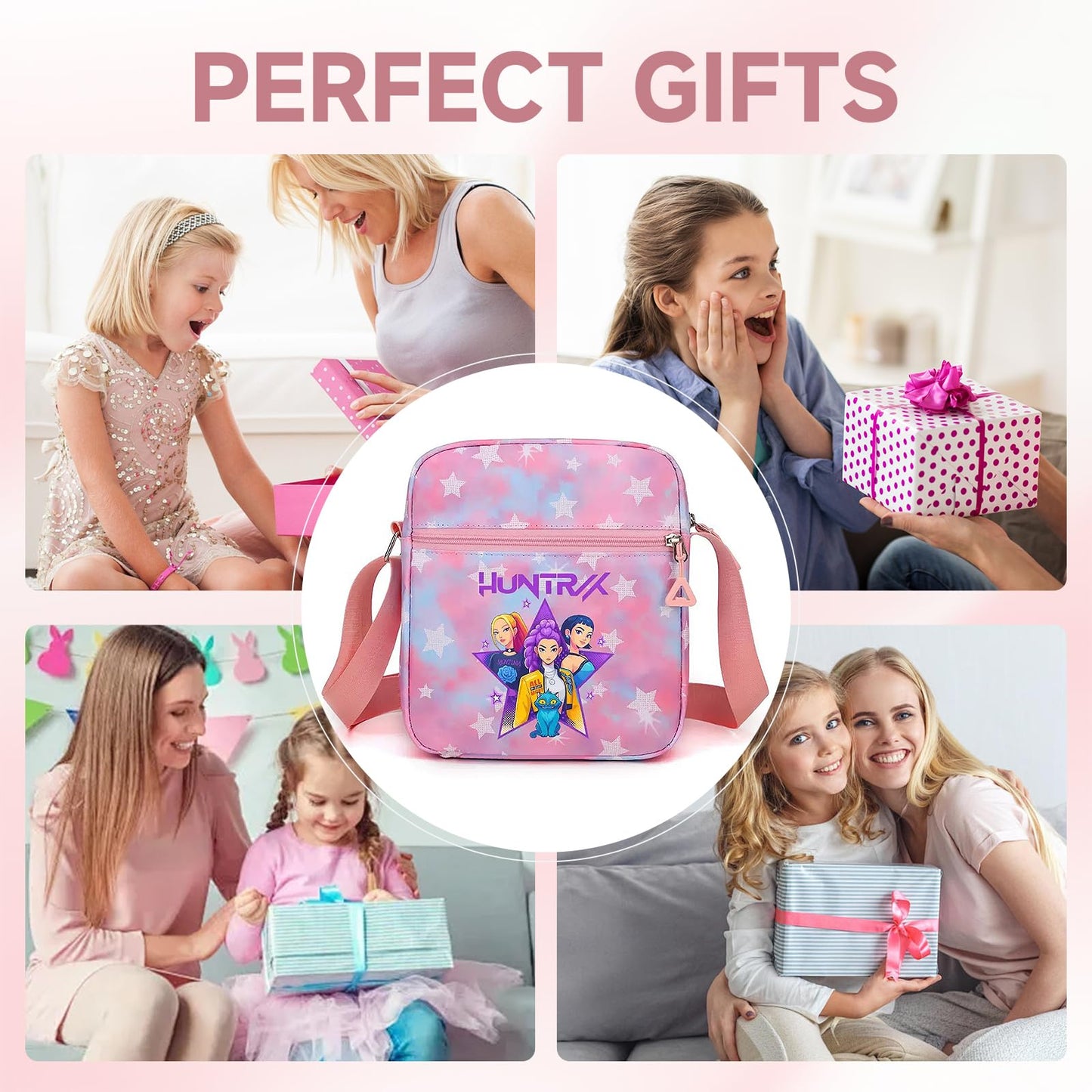 K-pop Crossbody Bag with Zipper, Cute Cartoon Shoulder Bag with Adjustable shoulder straps, Anime Merch for Womens Birthday Gifts