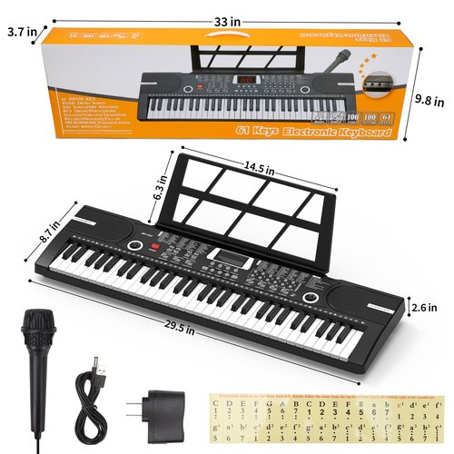 61 keys keyboard piano, Electronic Digital Piano with Built-In Speaker Microphone, Sheet Stand and Power Supply, Portable piano Keyboard Gift Teaching for Beginners/b2