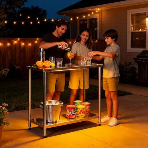 Heavy Duty Stainless Steel Kitchen Prep Table - Adjustable Undershelf | 24 x 24 x 33.5 Inch Workstation