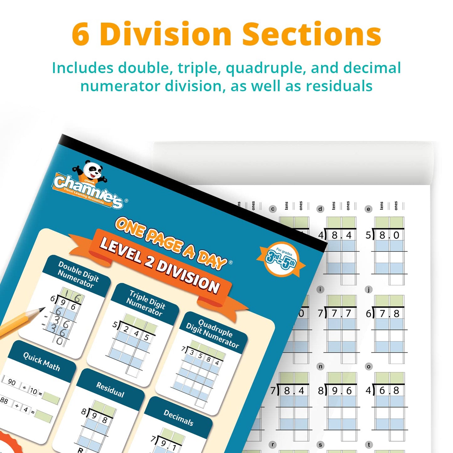 Channie’s One Page a Day Level 2 Division Workbook, Educational Math Activity Book for Kids, Ideal for 3rd to 5th Grade, 50 Pages of Level 2 Divisions for Daily Practice with Answer Sheets Included