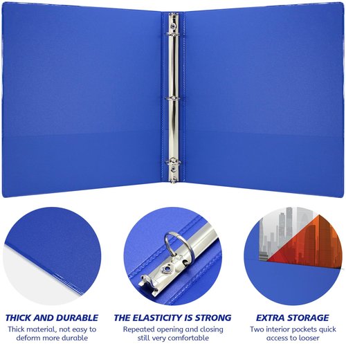 1.5 Inch Binders 3 Ring Clear View Cover Holds 8.5 * 11 inch Papers for School Binder or Office Binder Supplies 4 Packs (4 Colors)