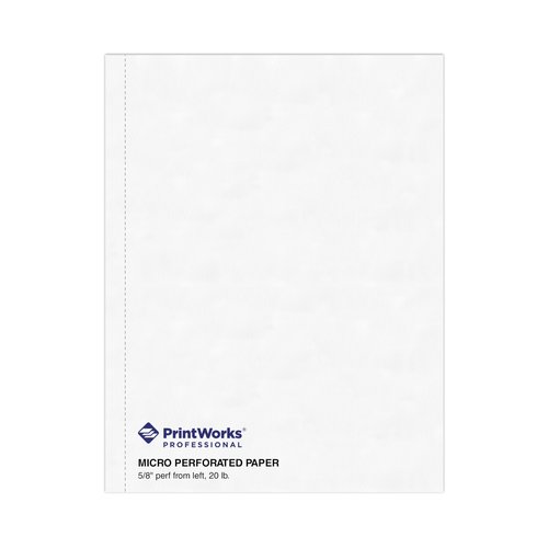 PrintWorks Professional 5/8" Vertical Perforated Paper 8.5" x 11" - Perfect For Booklets & Catalogs - Made in the USA - 500 Sheets - 20 lb - Printer Compatible - White (04107)
