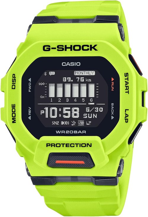 Casio G-Shock G-Squad Move Fitness Watch - Digital Connected, Lime Green Resin Strap, GBD200-9