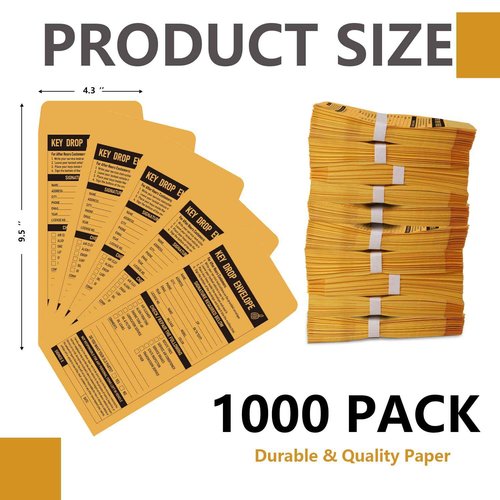 1000 Pcs Key Drop Envelopes for Overnight or Early Birds, 4-1/8x9-1/2 Inch Key Envelopes for Auto Shop Supplies or Automotive Supplies(Classic)