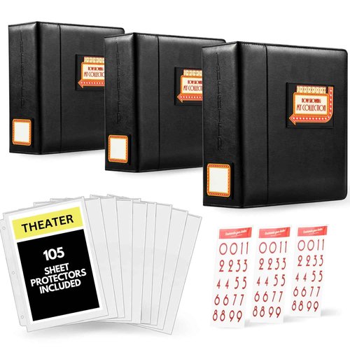 UTOPISH Show-Bill Binder 3-Pack Super Bundle - 3 Program Holders - 105 Custom Sheet Protectors - 3 Sets of numbering Stickers