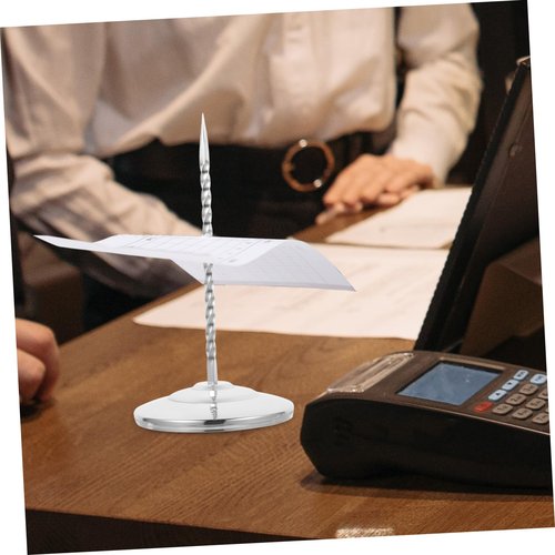 GRIRIW Stainless Steel Receipt Holder Spike Bill Storage Stand for Restaurant Office Kitchen Milk Tea Shop Stable Base for Checks Memos Receipts