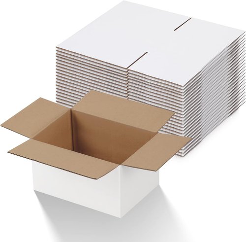 Calenzana Shipping Boxes - 7x5x4 Inches White Corrugated Cardboard | Pack of 25 for Mailing & Storage
