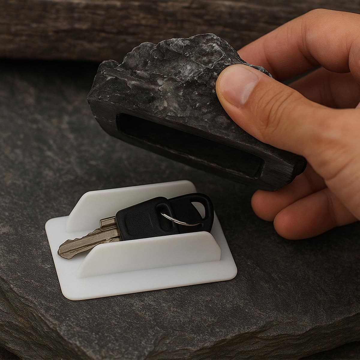 Hidden Holder Rock for Outside – Waterproof Spare Key Hider, Realistic Outdoor Key Hiding Spot, Fake Rock Safe for Garden, Yard, Driveway Security