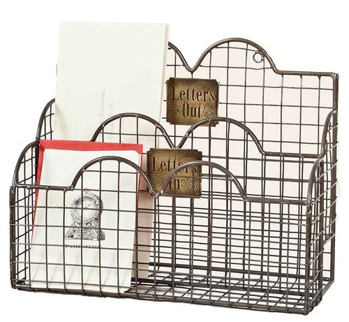 Colonial Tin Works Industrial Galvanized Steel Wire Letter/File Desk Organizer Holder Office Storage, Gray (370041)