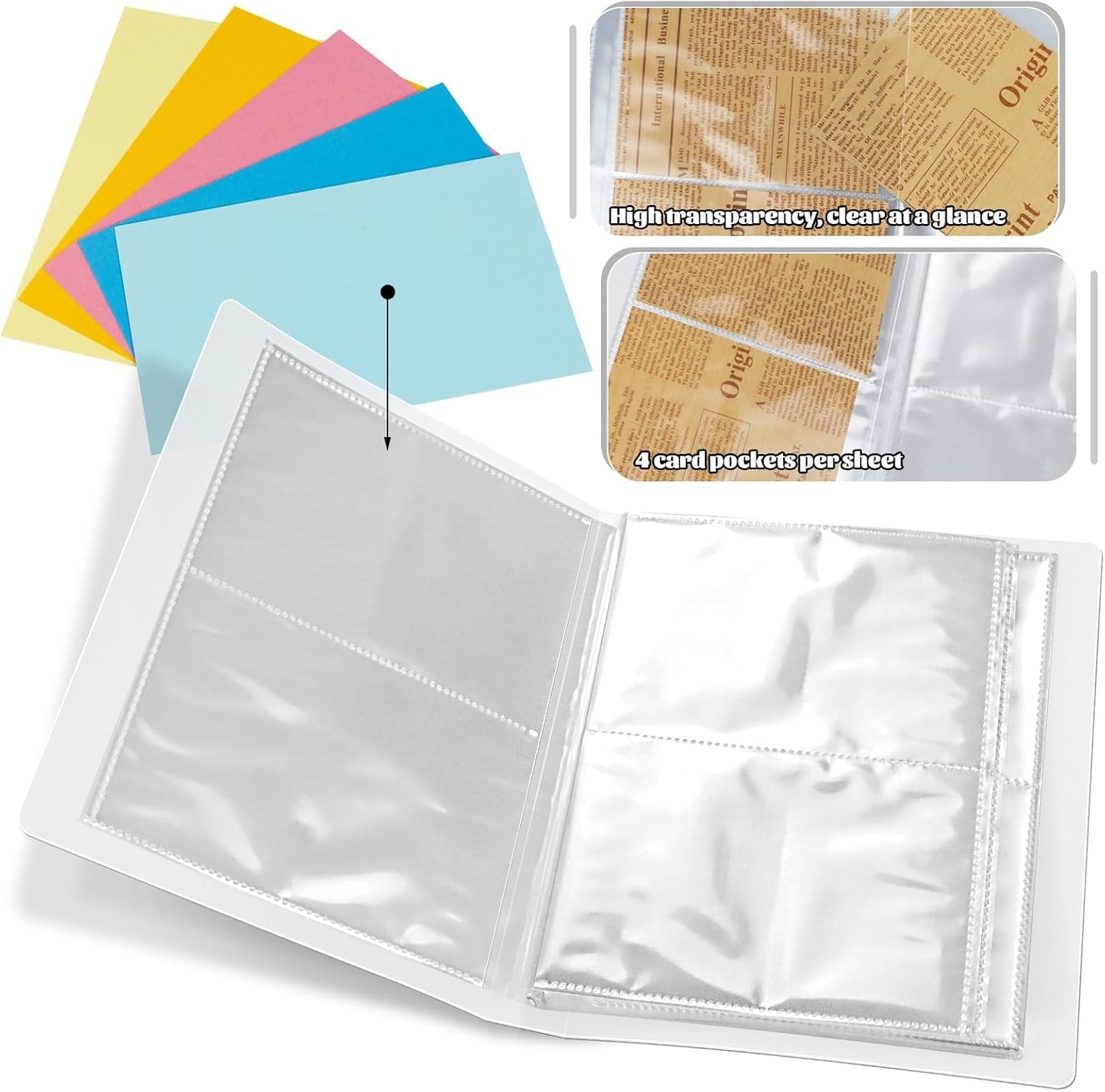 Bercoor Index Card Holders - 3 Pack for 240 Cards | Organizer Pouches for Notes, Study & Recipes