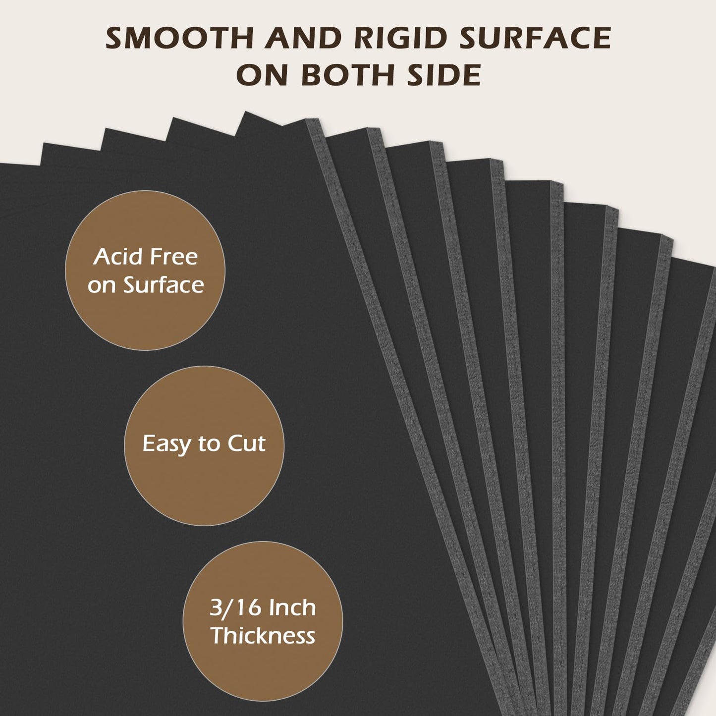 Golden State Art, Pack of 10, 3/16" Thick, 8x10 Black Foam Boards (8x10, Black)