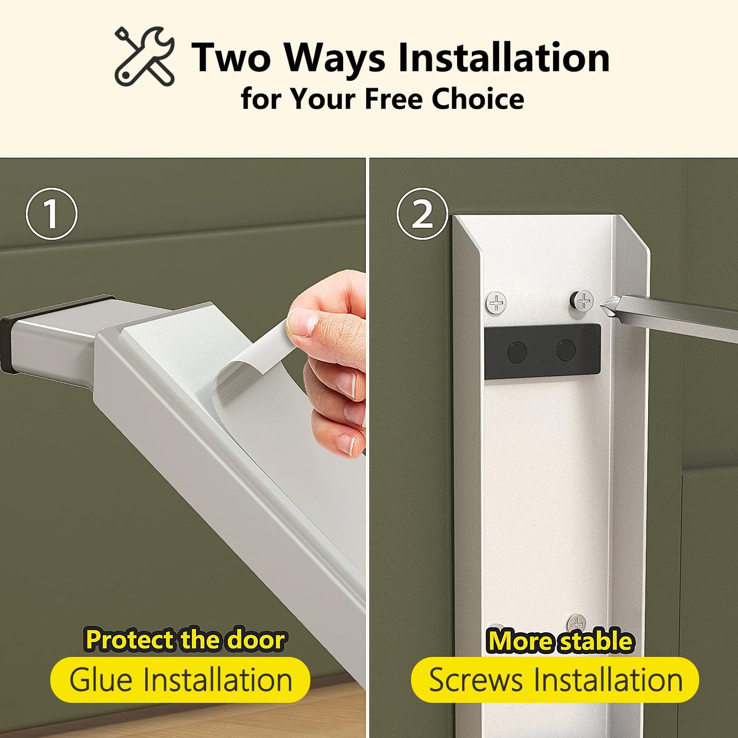 Door Stop, No Drilling Door Stoppers to Keep Door Open, Easy Pedal Kick Down Door Holder, Bottom of Door (White x 1 Pack)
