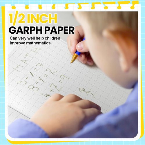Ctosree Graph Paper Composition Notebook - 1/2 Inch Squares, 8.5 x 11 Inches | Perfect for Kids' School Supplies