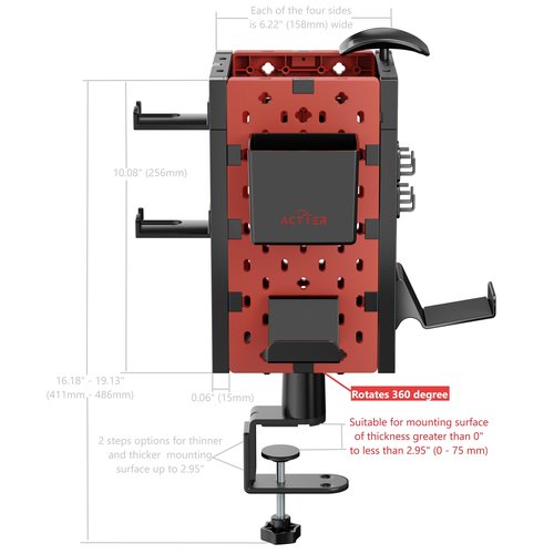 Clamp On Desk Accessories | Desk Mount Pegboard Desk Organizer | Controller Stand | Headphone Stand | Pen Holder | Cubical Office Desk Accessories | Gaming Accessories for Room | 1 Unit (4-Panel)