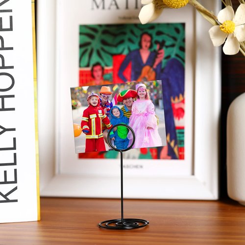 TecUnite 24 Pack 3.35 Inch Table Number Holder Place Card Wire Photo Holder Picture Name Menu Clips Memo Note Cards Stand for Wedding Reception Anniversary Birthday Party Centerpieces(Black)