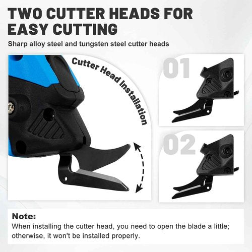 Trumego Electric Scissors Cordless Box Cutter Rechargeable & Pluggable, Power Sewing Scissor for Cutting Fabric, Cardboard, with 2 Blades (1 Battery)