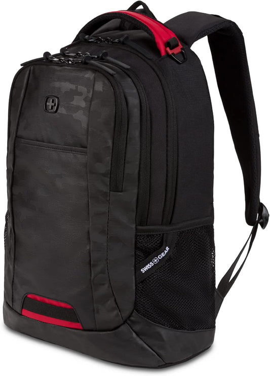 SWISSGEAR 18-Inch Laptop Backpack - Fits 16-Inch Laptops, Travel Daypack with Organizer Pockets & Padded Straps - Camo Noir