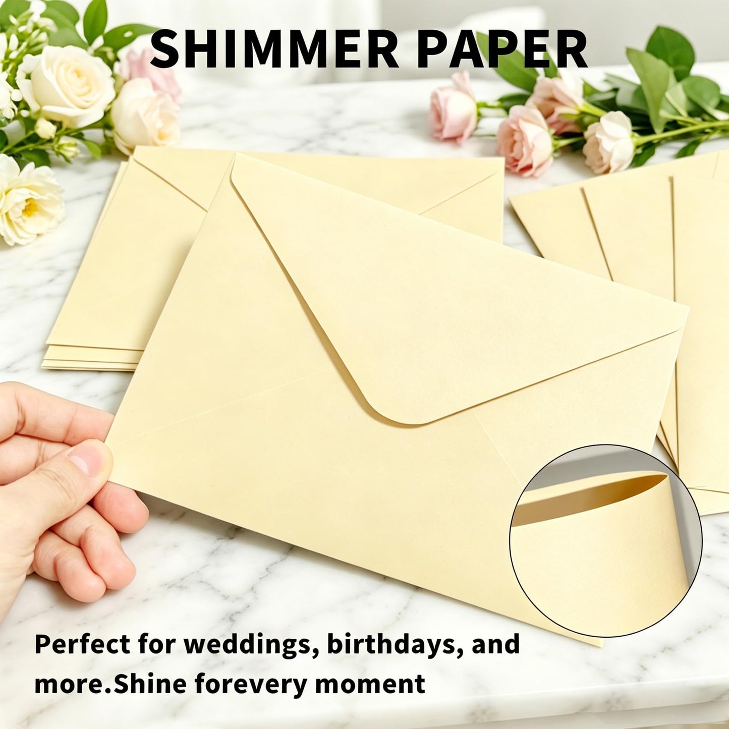 30 Pack 5x7 Inch Envelopes with Gold Seal Stickers, A7 Envelopes for Wedding Invitations, Greeting Card (30, Beige)