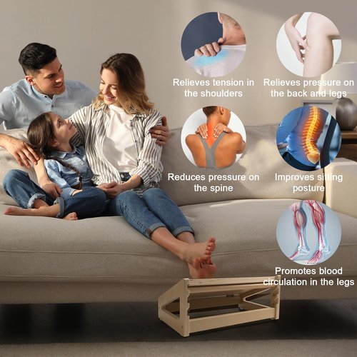 WOOD CITY Foot Rest for Under Desk at Work, 3 Heights Adjustable Footrest with Silicone Surface, 2 in 1 Foot Stool Improve Posture, Reduce Fatigue & Pain, Ideal for Home/Office/Gaming (Natural)