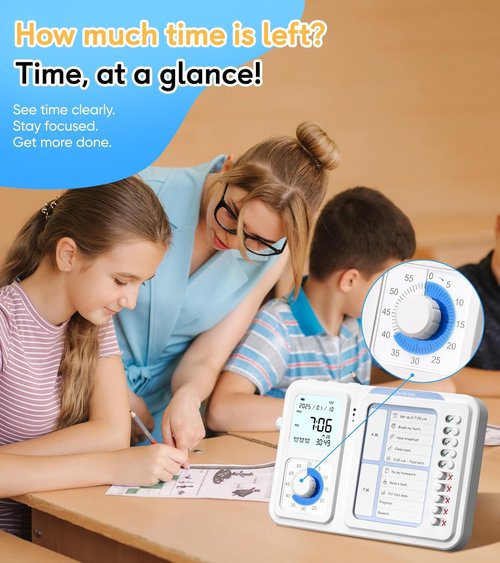 Skiennix 3-in-1 Visual Timer - ADHD Tool for Kids & Adults | Task Timer with Chore Chart & Daily Checklist
