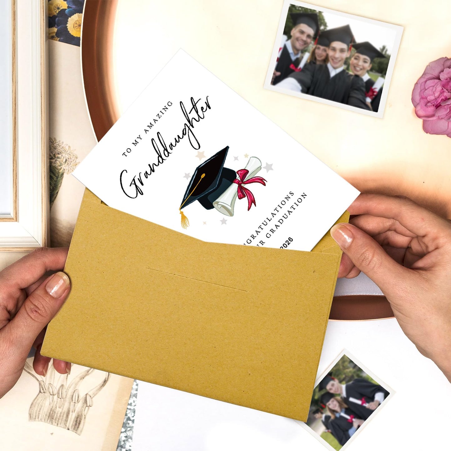 tiangqiwoole Graduation Card for Granddaughter 2026 Proud Grandparents Congrats Greeting Inspirational Gift for High School or College Achievement (Granddaughter)