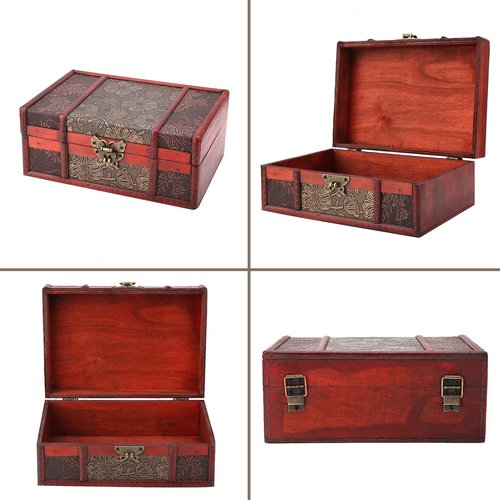 Wooden Box, Wooden Storage Box, Wood Craft Box, Wooden Boxes, Mens Jewelry Box, Cigar Box, Keepsake Box, Wooden Jewelry Box Organizer For Documents Chinese Design With Hinged Lid