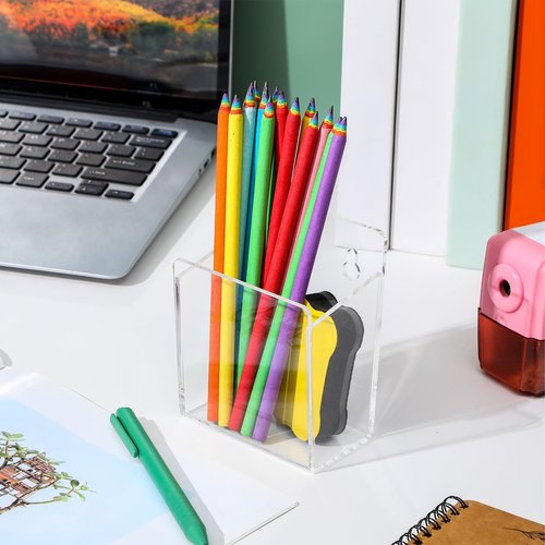 Chivertion Acrylic Wall Mounted Marker Holder Acrylic Pen Holder Adhesive Glass Whiteboard Dry Erase Marker Organizer with Tapes Hanging Holes for Whiteboard Fridge Locker