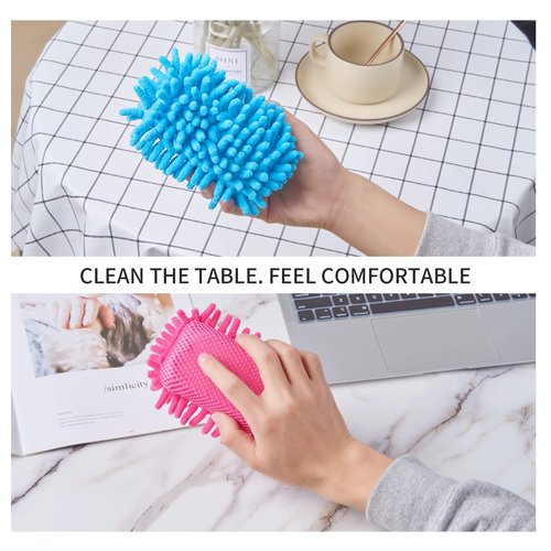 4 Pieces Microfiber Shag Whiteboard Eraser Shag Washable Dry Eraser Board Eraser for Chalk, Classroom Teacher Supplies, Home and Office (Blue, Grey, Pink)