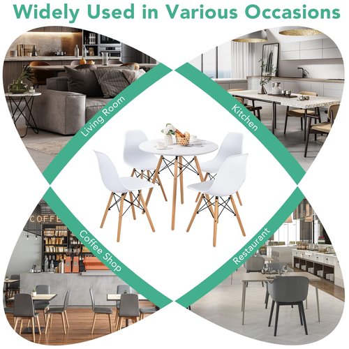 Giantex Round Dining Table Set for 4, 5-Piece Kitchen Table Chairs Set, Modern 31.5" D Dining Table & 4 Dining Chairs with Solid Wood Legs, Dinette Table Set for Small Spaces Dining Room Restaurant