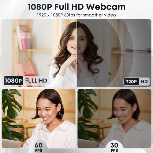 1080P HD Webcam - Noise-Cancelling Microphone & Privacy Cover | Wide-Angle Lens for Streaming
