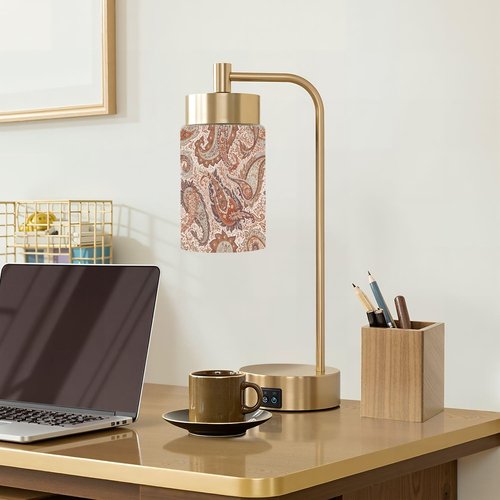 3 Pack Cylinder Glass Lamp Shade Intricate vintage paisley floral elements warm shades This seamless is Covers with 1-5/8" Fitter Opening Light Fixture Replacement for Table Lamp Bathroom Vanity Light