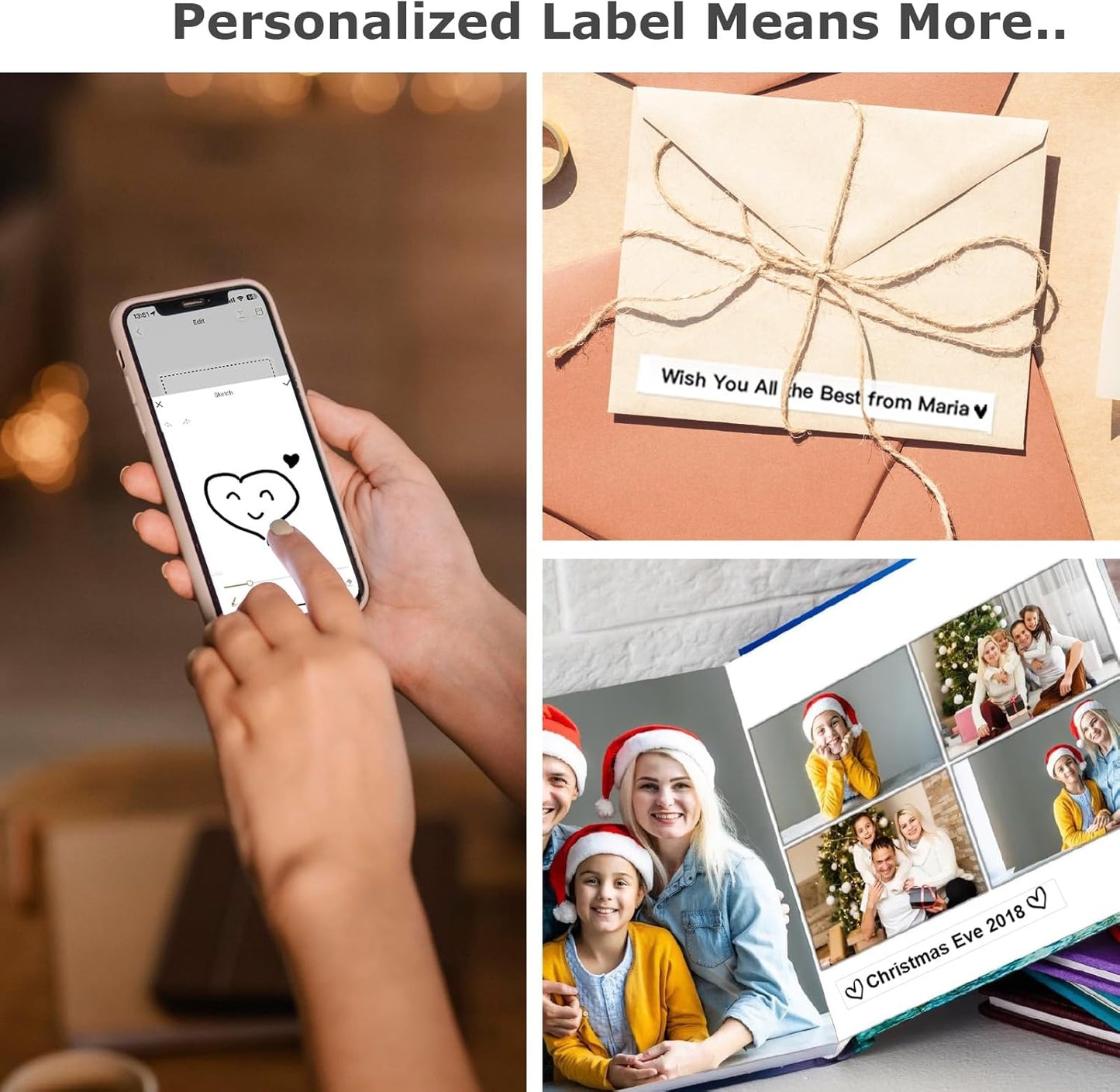 SUPVAN E10 Bluetooth Label Maker - Inkless, Waterproof Labels with 35 Fonts & 1,000+ Icons | Black