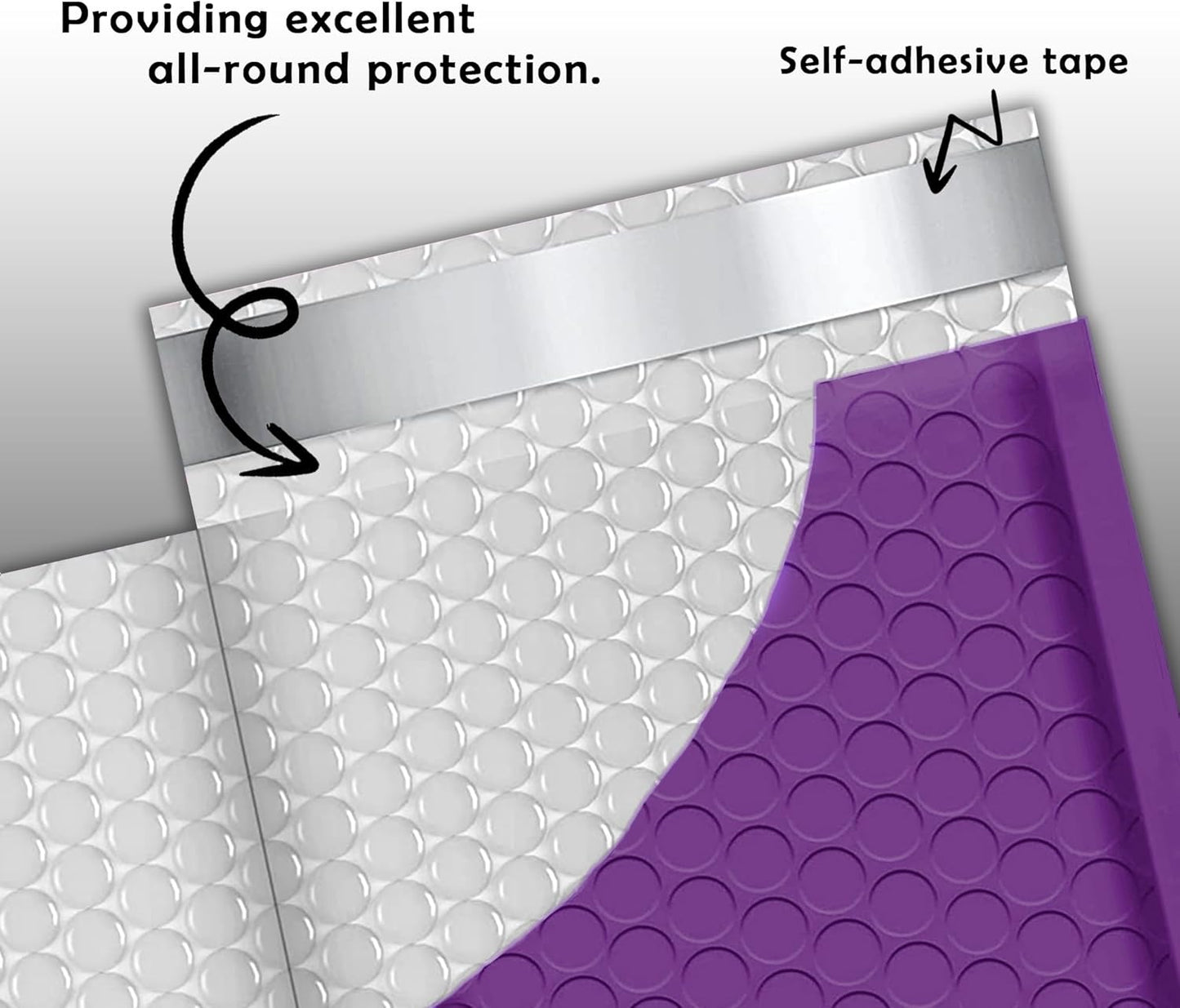 Yens Poly Bubble Mailers - 4x8 Inch Purple Waterproof Self-Seal Shipping Bags | 50 Pack Padded Envelopes
