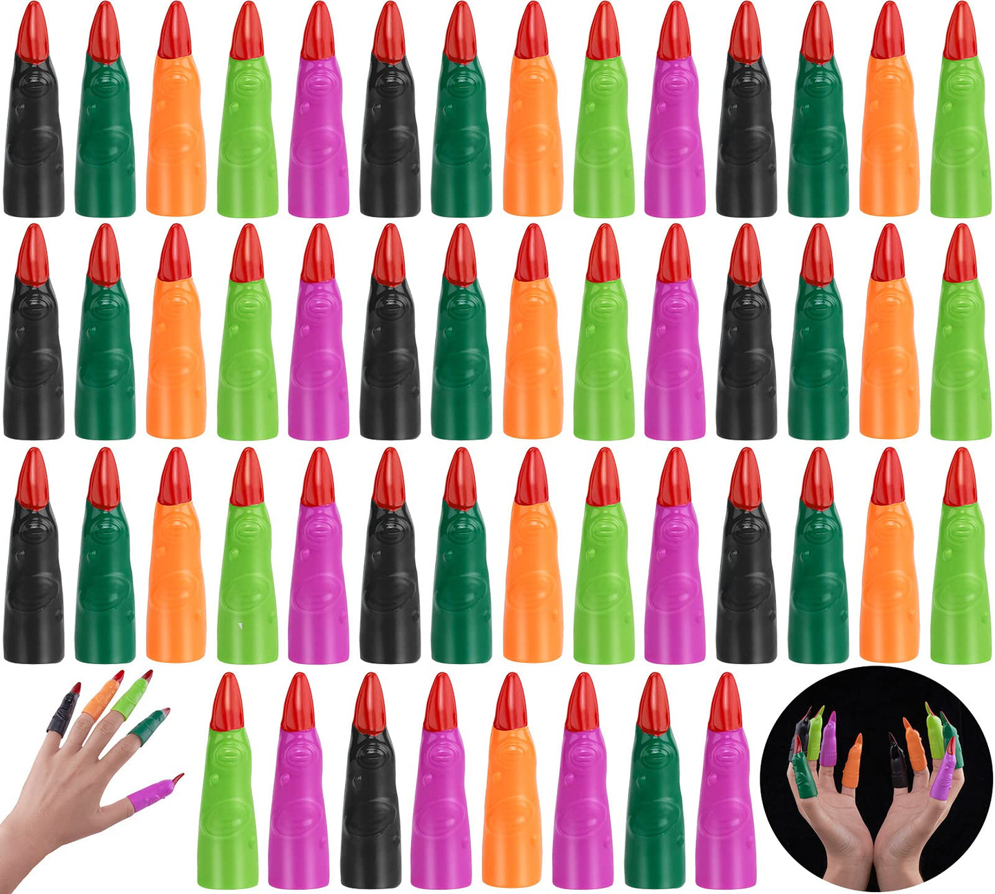 50 Pcs Witch Fingers Multicolor Finger Pointers for Reading