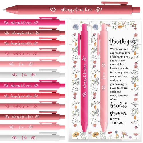 Marspark 30 Sets Bridal Shower Favors for Guests Wedding Pens Bulk with Thank You Cards Bridal Shower Retractable Ballpoint Pen for Wedding Souvenirs Table Gifts Game Prizes (Wildflowers)