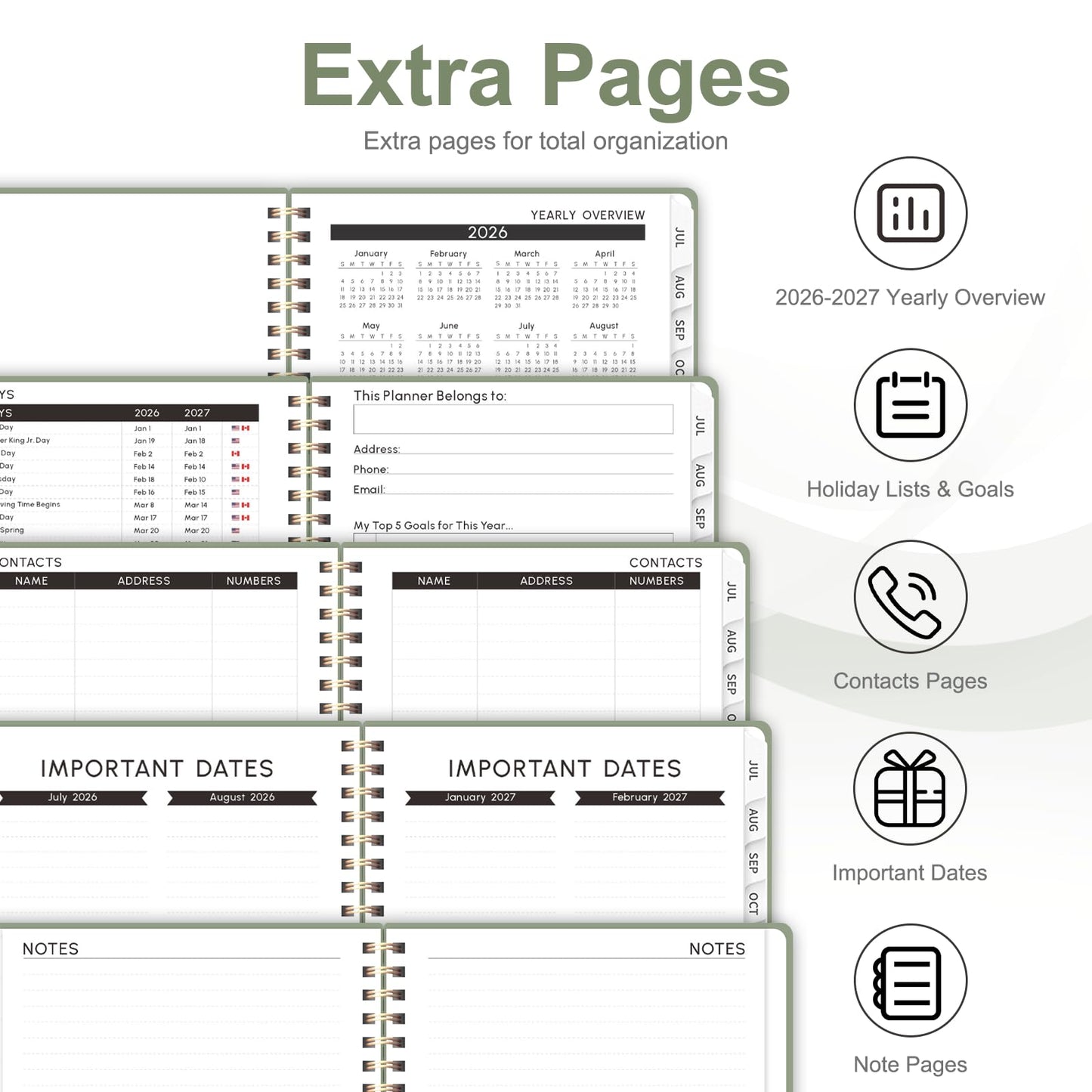 Planner 2026-2027, Weekly and Monthly Academic Year Calendar Planner, July 2026 - June 2027, Daily Agenda Book for Office School Supplies, A5(6.3'' x 8.5'')
