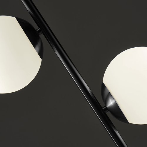 Brightech Sphere - Mid Century Modern 2 Globe Floor Lamp for Living Room Bright Lighting - Contemporary LED Standing Light for Bedrooms & Offices - Black Indoor Pole Light