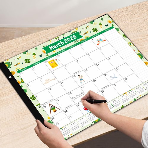 Desk Calendar 2025-2026, KOPEESY 22" x 17" Large Desk Top Calendar with Plastic Cover, 18 Months From January 2025 to June 2026